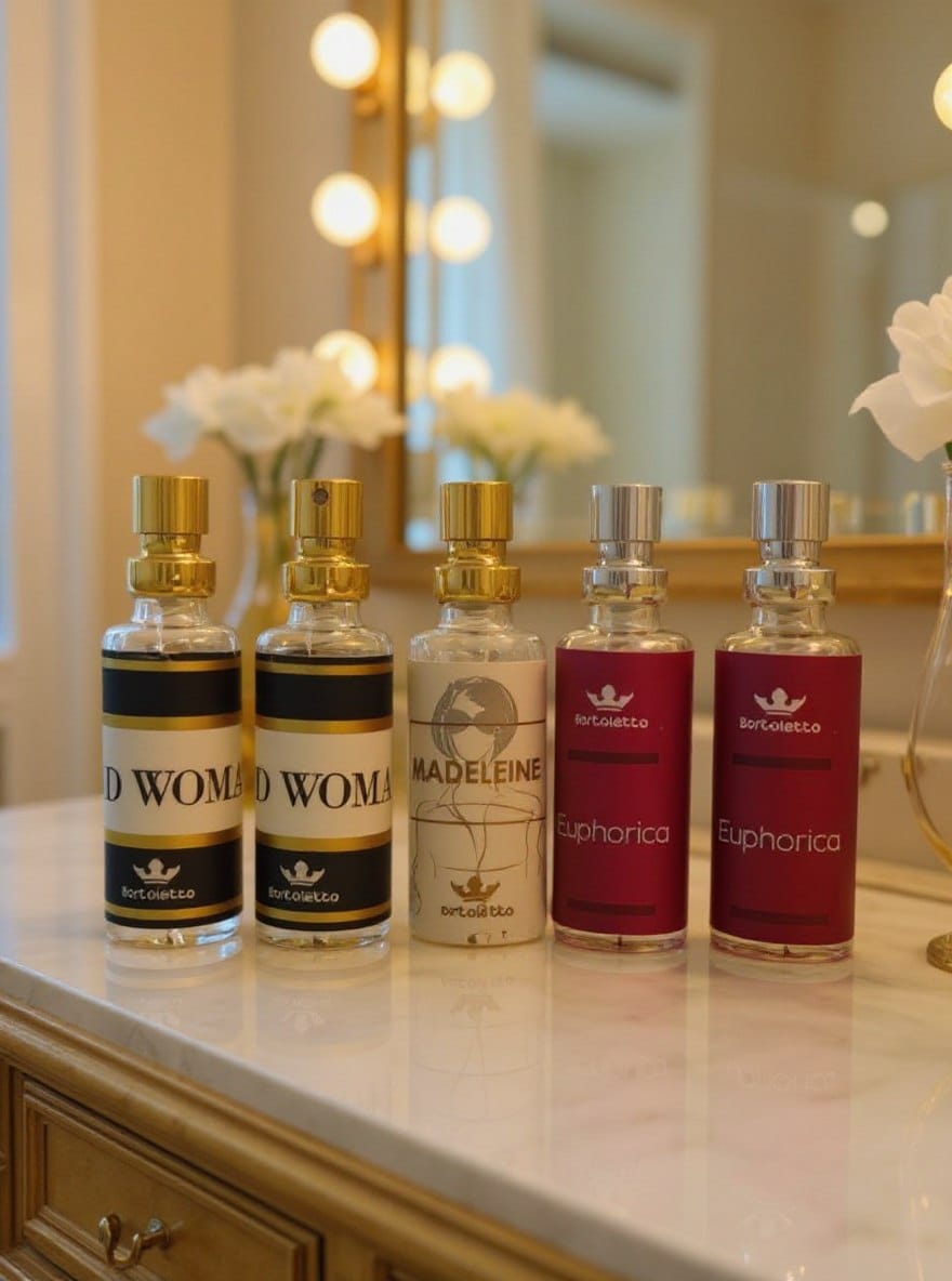Kit com 4 perfumes de 15 ml da Linha Bortoletto
