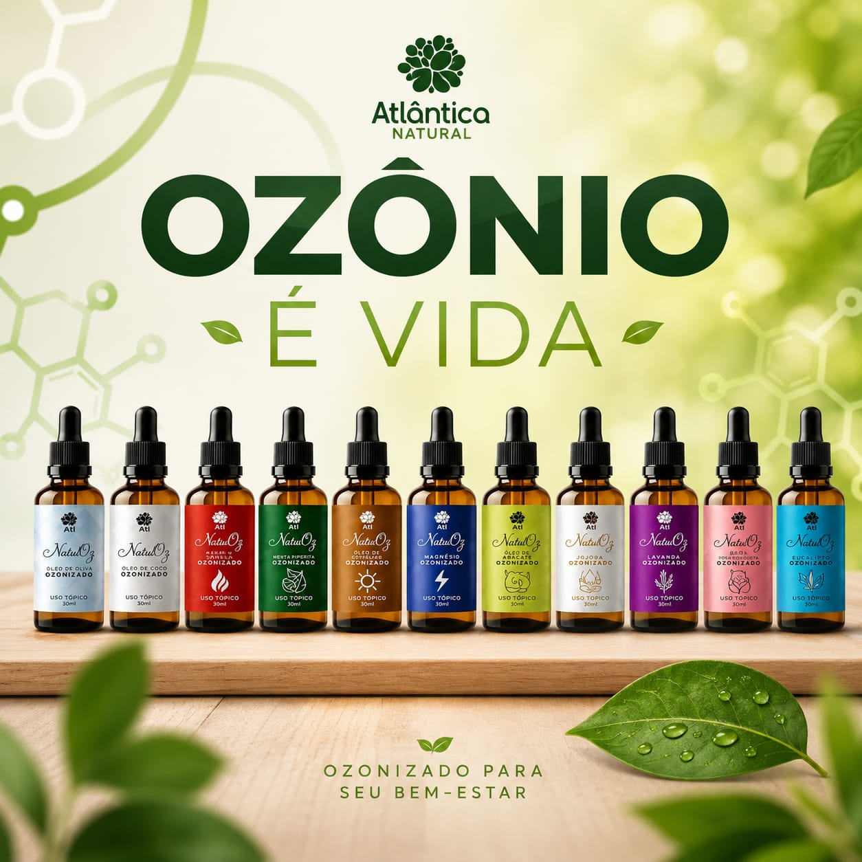 Linha de óleos ozonizados NatuOz da Atlântica Natural